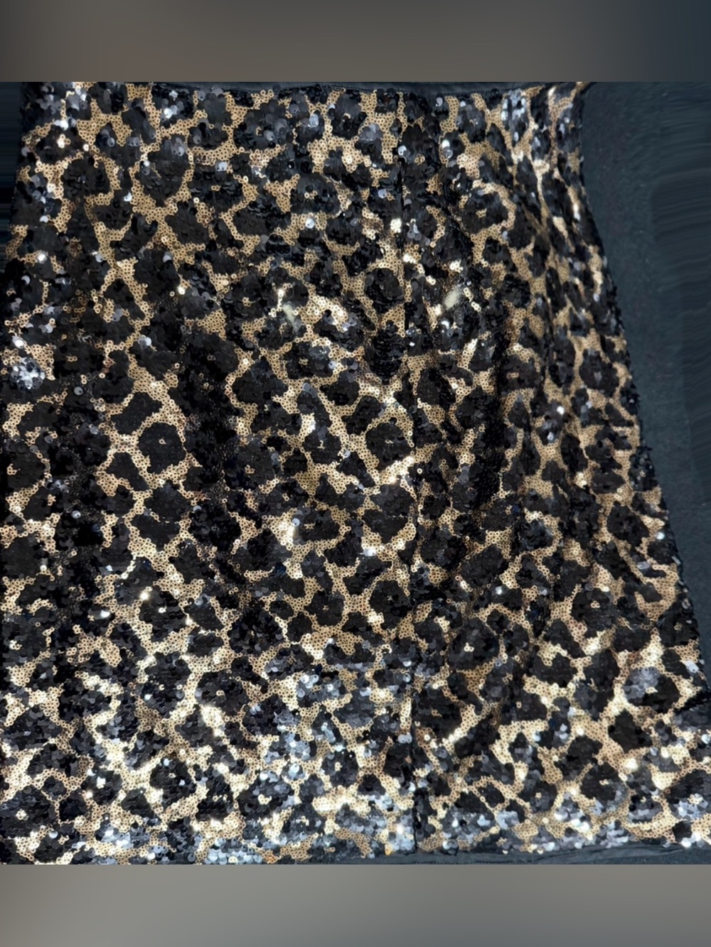 CACHE Sequin Leopard Print Mini Skirt in Gold and Black